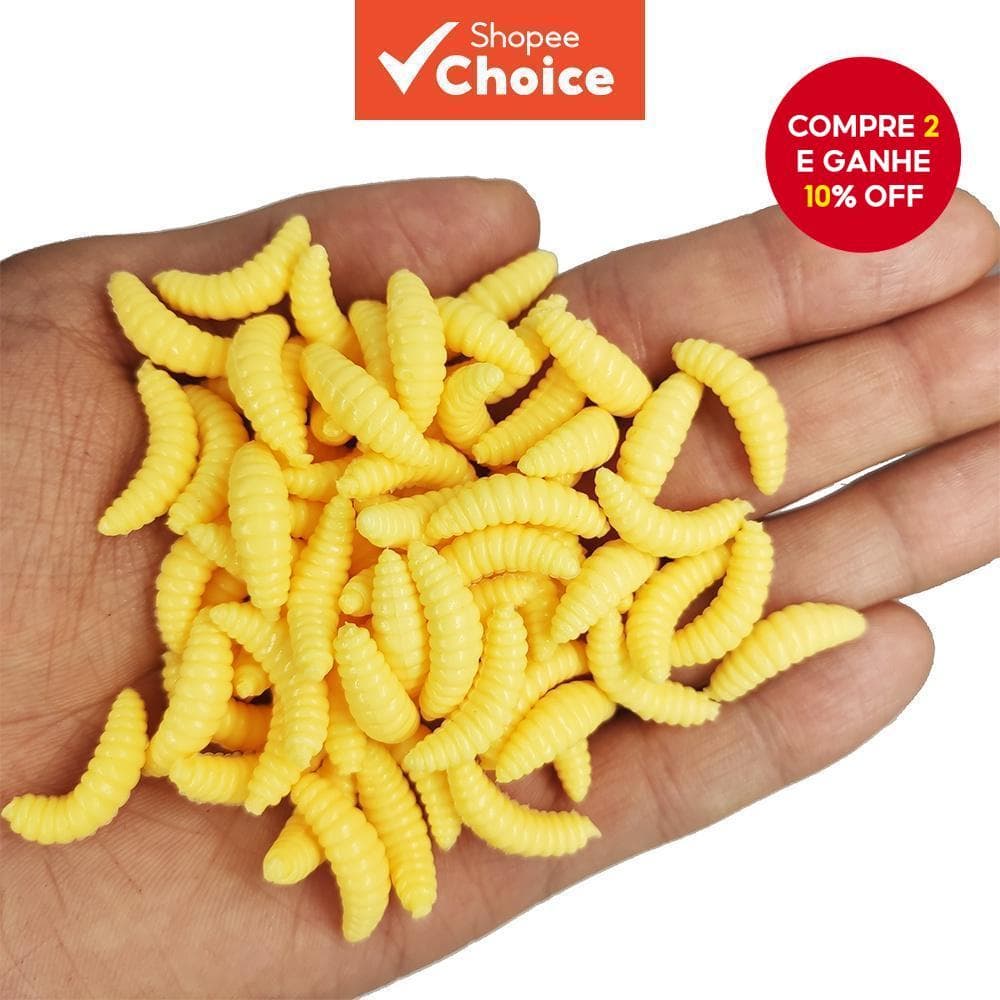 Isca De Pesca 100 Pacote Realista Minhoca Larva Larvas Silicone Macio Artificial Para Peixe-Gato Truta Sunfish