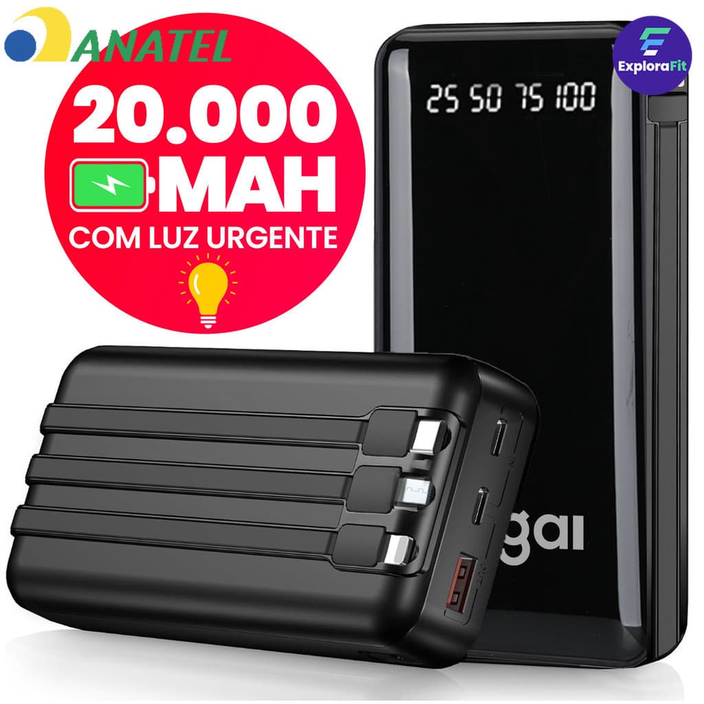 Bateria Externa Portátil 10000 a 20000mah Power Bank Carregador Mel Design