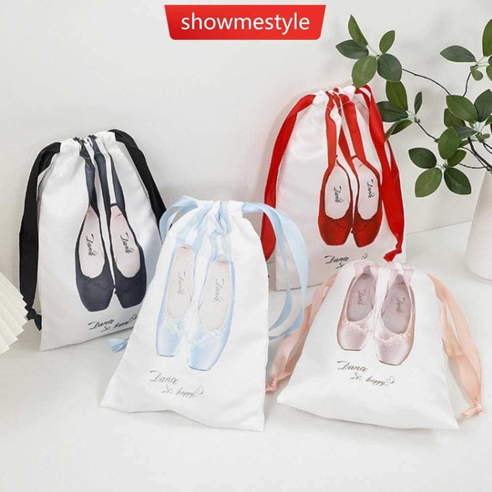 SMS Mancha Duplo Cordão Crianças Ballet Sapatos Saco De Armazenamento Do Telefone Móvel Dança Suprimentos Presente K3W7