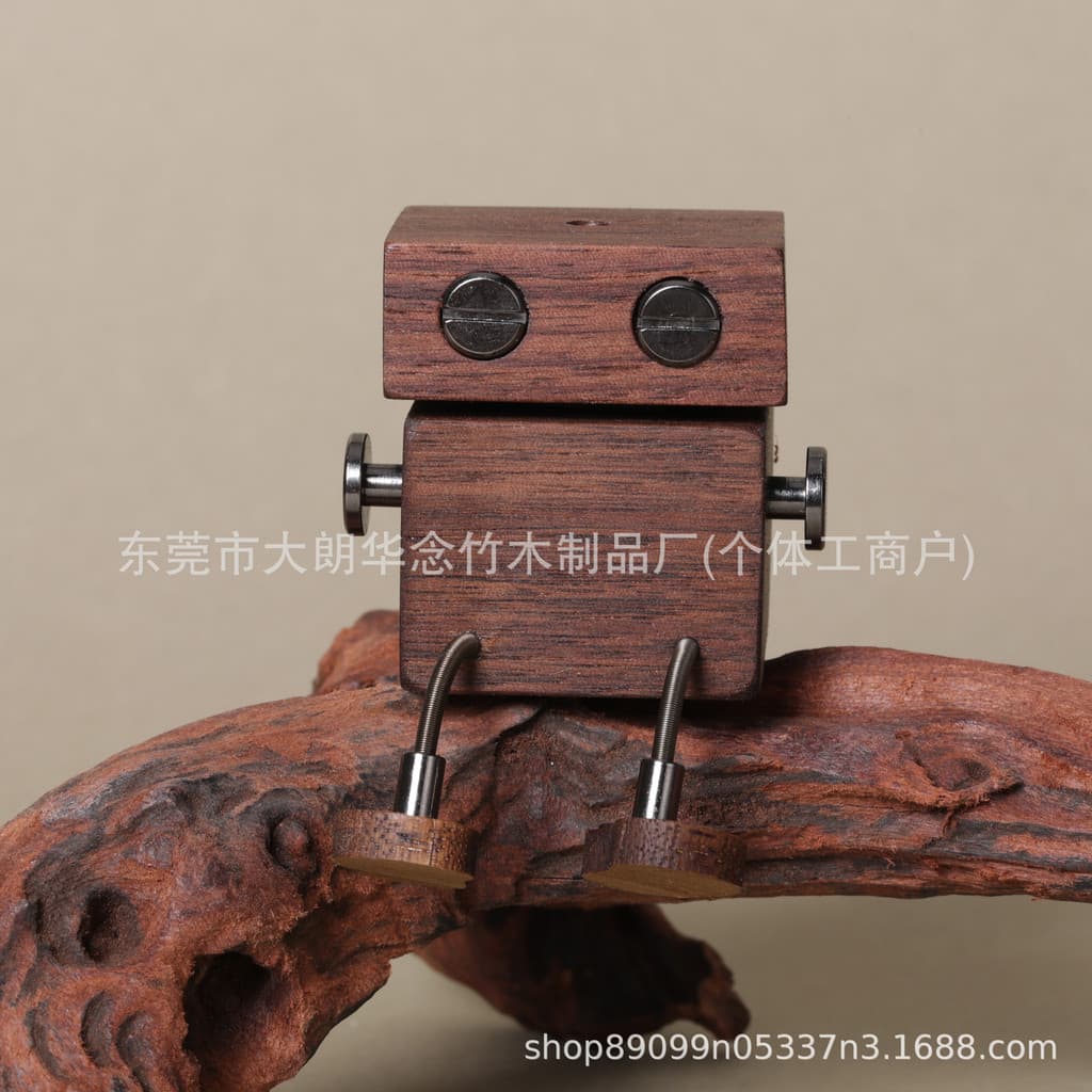 Figurinha de madeira de nogueira preta em estoque, com pernas móveis, decoração para saída de ar do carro, presente, mad