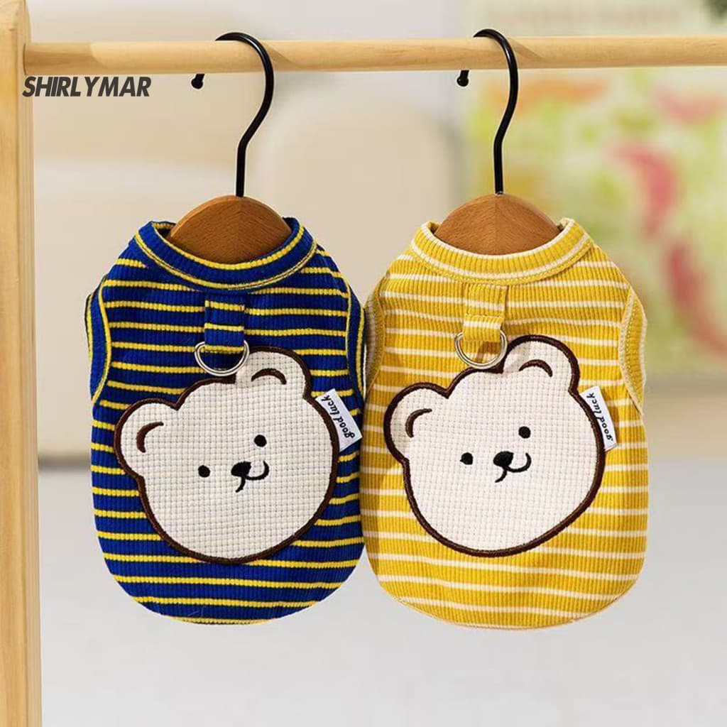 Dog Clothes Jacket with Traction Ring Summer Shirt D-ring Breathable Pet Vest for Small Medium Dogs and Cats – Cute Li