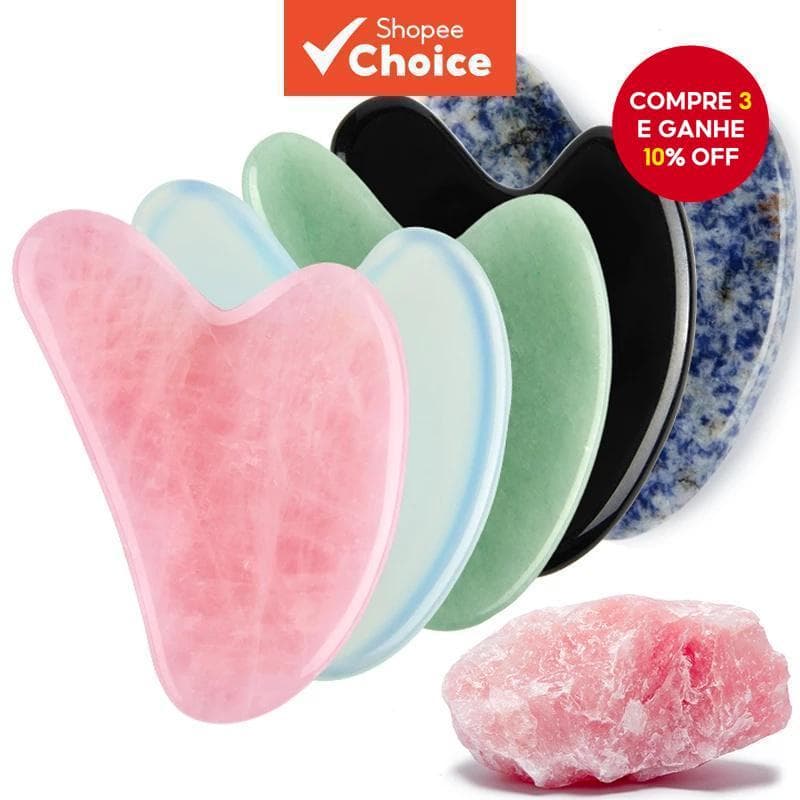  Placa de Resina Quartzo Gua Sha - Ferramenta em Formato de Coração para Beleza Facial e Massagem de Meridianos