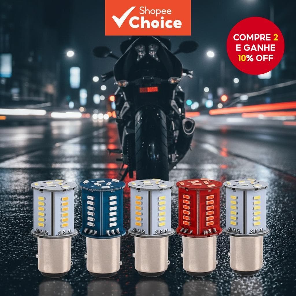  1 Peça Lâmpada de Freio/Seta LED Strobe BAY15D 1157 12V 30SMD para Moto