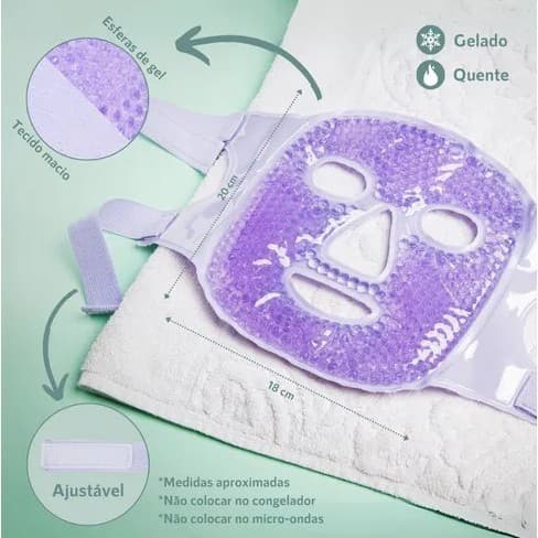 Máscara Facial Térmica com Gel Reutilizável – Dupla Ação Quente/Frio e Capa Veludo para Relaxamento