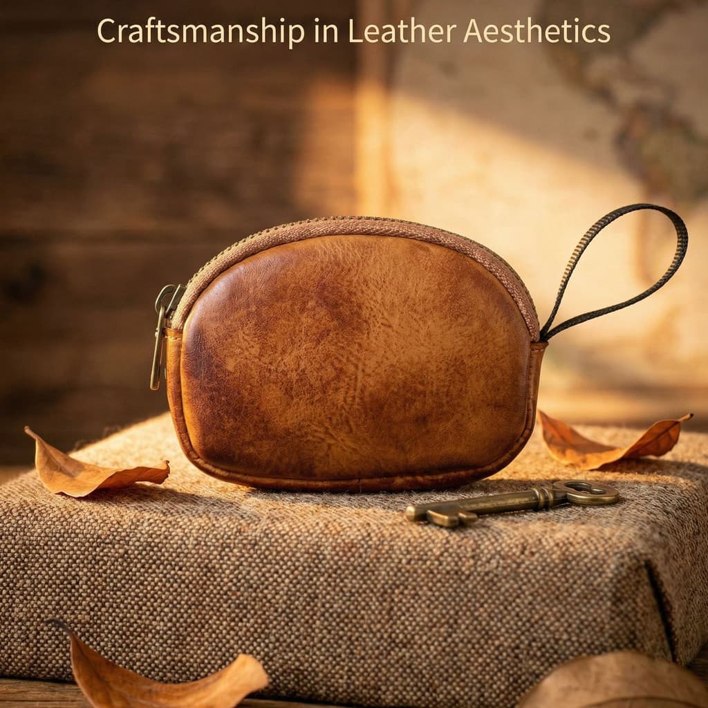 Bolsa De Moedas Vintage De Couro | Fechamento Com Zíper Organizador Para Chaves E Fones De Ouvido Em Movimento