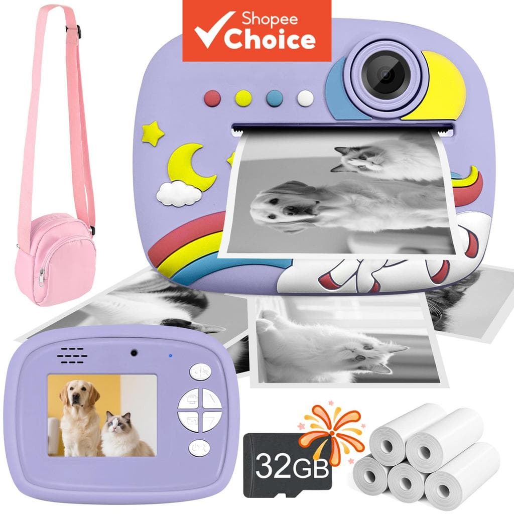 Câmera De Impressão Instantânea 2.3 Polegada Impressora Fotográfica Gravador De Vídeo Digital Brinquedo Presente De Aniv