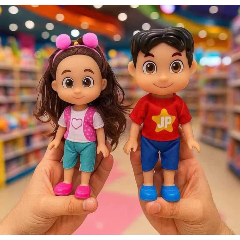 Boneca e Boneco Infantil Maria Clara e JP 16 cm - Articulados com Roupas Removíveis BRINQUEDO