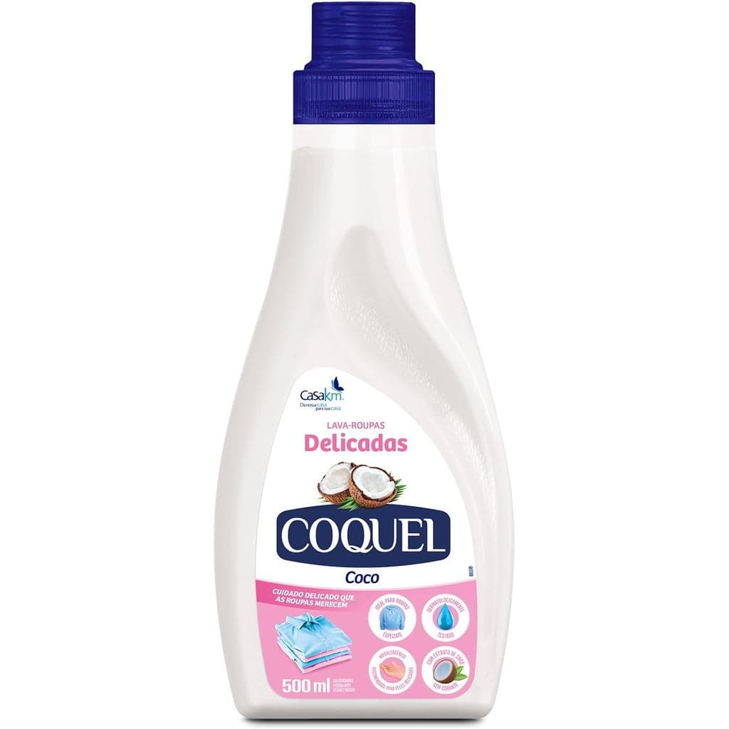 Lava Roupas Líquido Coquel 500ml Sabão de Coco Hipoalergênico Roupa de Bebê Delicada Casa KM