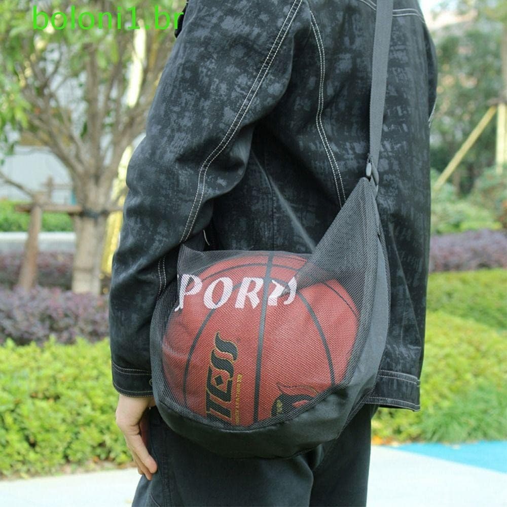 Bolsa De Bola Crossbody BOLONI , Malha De Basquete Ajustável Com Bolso Zíper , Estojo De Armazenamento De Futebol De Omb