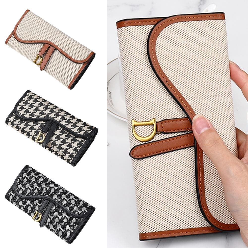 Carteira Retro Feminina Design Longo Grande Capacidade D-Fivela Multifuncional Bolsa De 3 Dobras Para I7t4