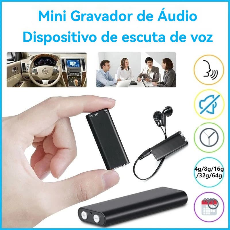 Mini Gravador De Voz Ativado De 8 Gb Espia Digtal Gravação De Som Ditafone MP3 Player Controlado Por