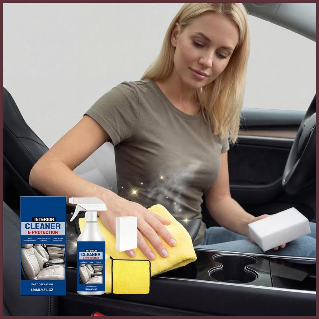 Spray De Limpeza Interior Do Carro Guarnição Brilho Detalhando Com Esponja E Toalha Renovação De Estofamento De Para nua