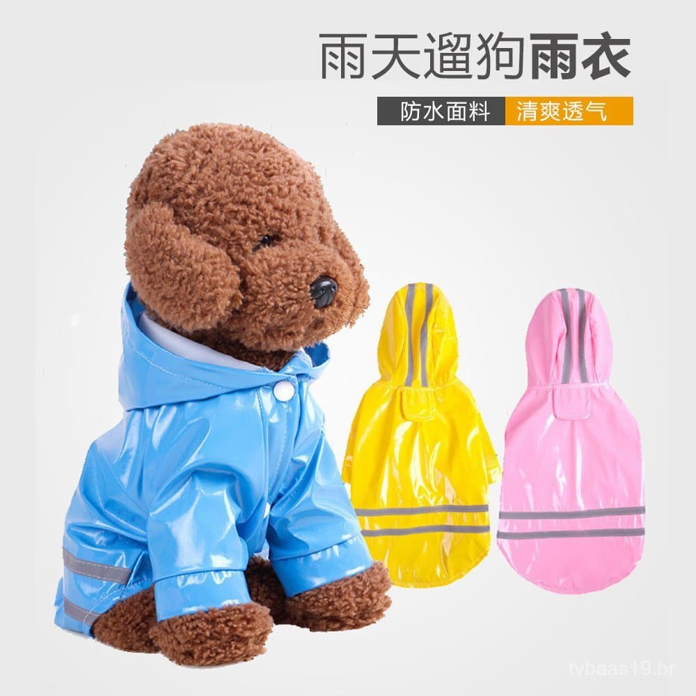 Roupas para cães em estoque para primavera e verão, capa de chuva refletiva de PU para animais de estimação, capa de chu
