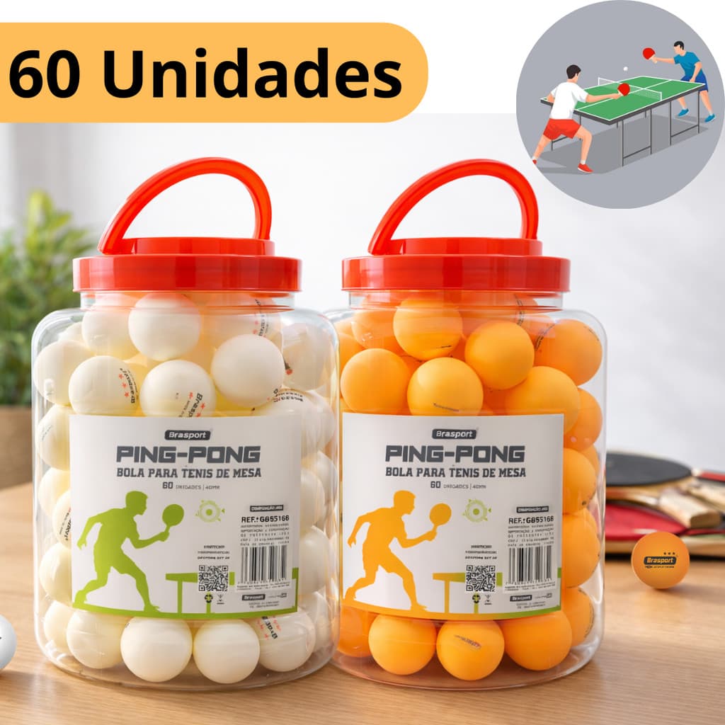 Kit Bolinhas de Ping Pong Tenis de Mesa 60 Unidades 40mm 3estrelas