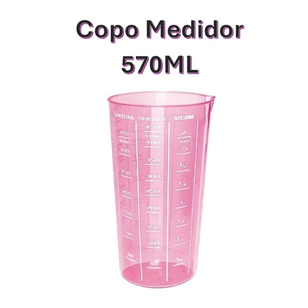 Super Kit Confeitaria COPO ou Regador/Umedecedor de Bolo + Copo Medidor Rosa 570ml