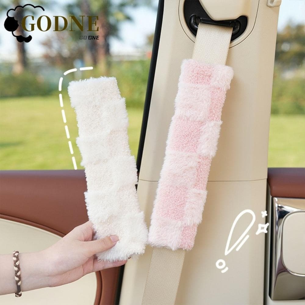 Almofada De Arnês GODNESSFO , Capa De Cinto De Segurança Com Design De Grade De Pelúcia , Universal