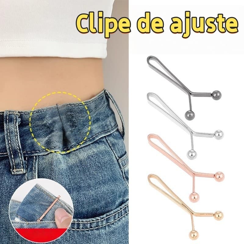 Clips Prático Para Ajuste de Cintura Em Calças e Jeans Bermuda Shorts
