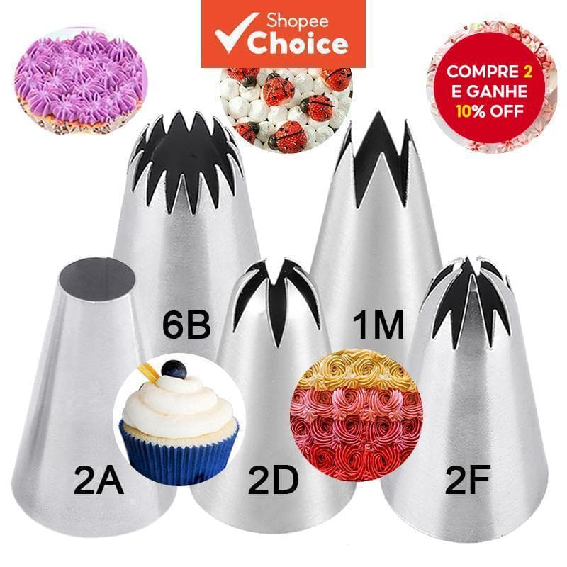 5 Pçs/Set Grandes Dicas De Tubulação Para Pastelaria Fondant Bolo Decoração Suprimentos (2D/1M/2A/2F/6B)