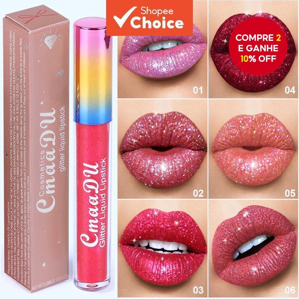 CmaaDu 1 Pcs Glitter Lip Gloss Batom De Longa Duração À Prova D'água Que Não Desbota Presente Perfeito Para Iniciantes