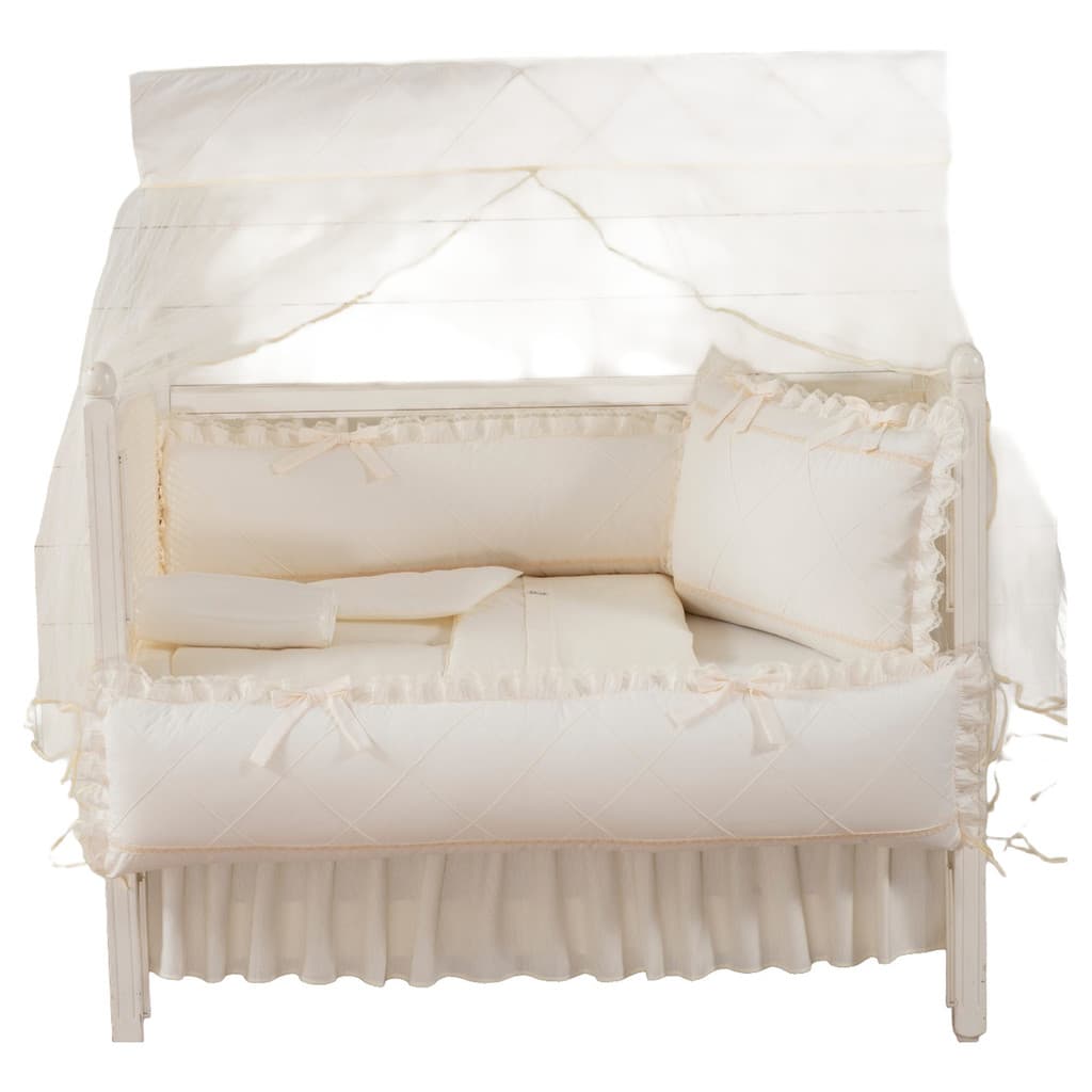 Kit Protetor De Berço 10 Peças Com Saia Bordado 100% Algodão