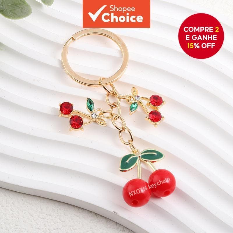 Chaveiro De Esmalte De Cerejeira De Primavera Mini Fruta Bonita Planta 3D Para Fazer Jóias De Bricolage Feitas À Mão