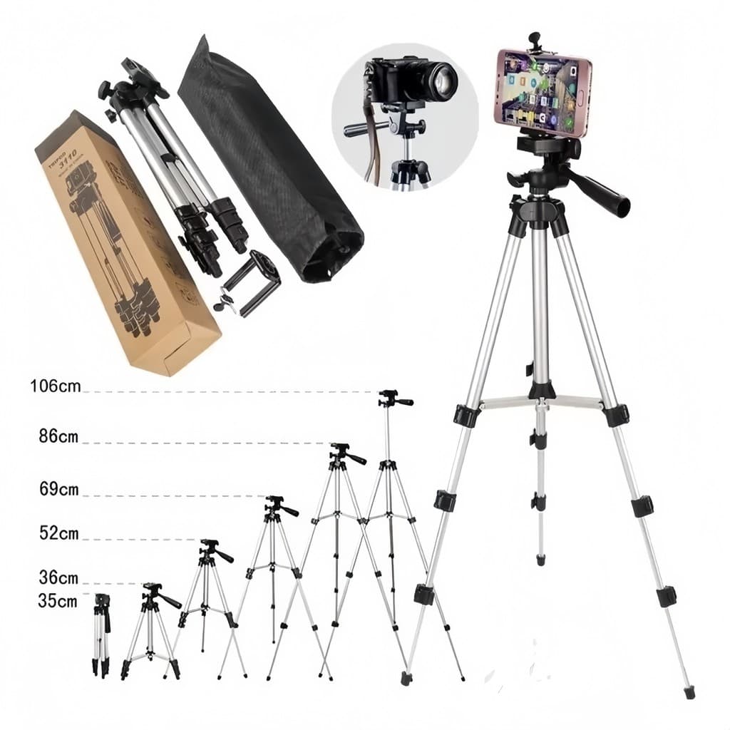 Tripé 800mm Ajustável Portátil para Celular Câmera Suporte Dobrável para Foto Vídeo Live
