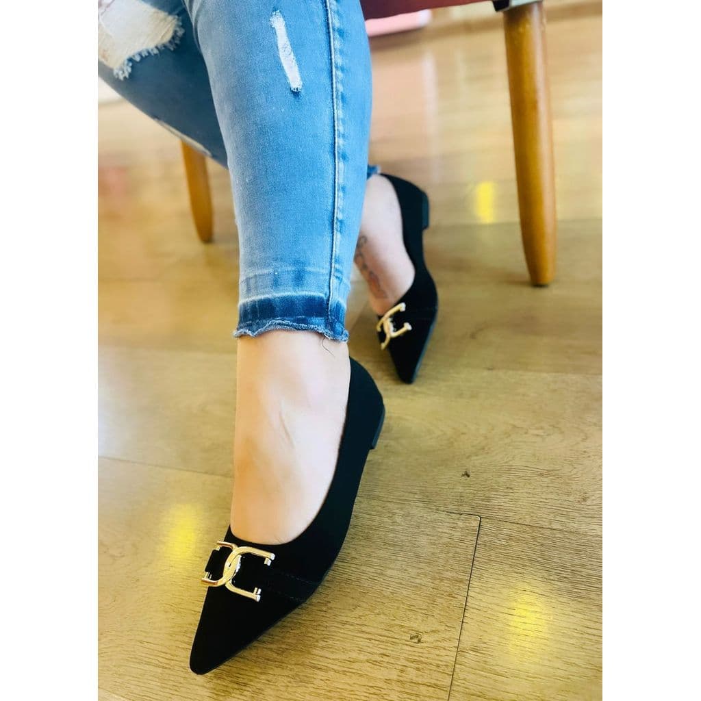 SAPATILHA PRETA 33 AO 43 BICO ALONGADO LUXO