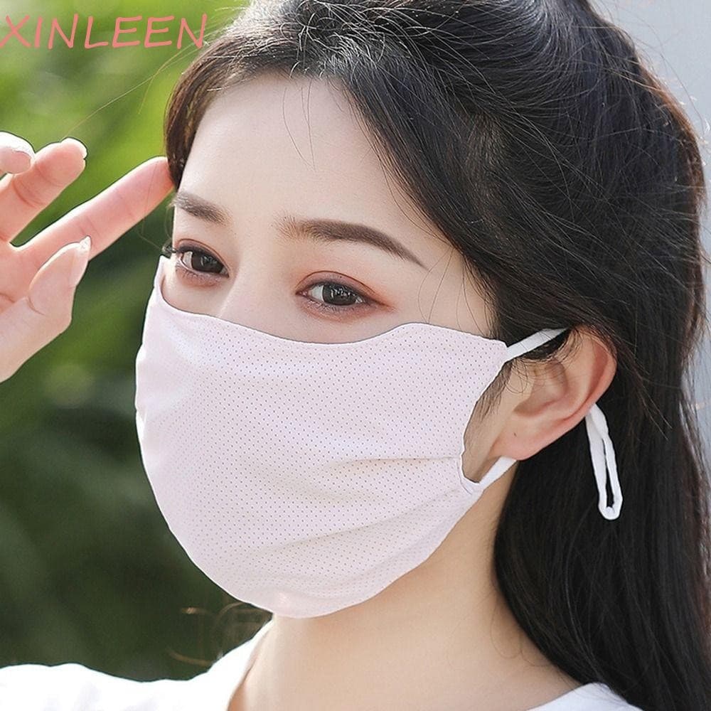 XINLEEN Máscara De Seda Gelo Protetor Facial Respirável Proteção Solar Malha Verão Cor Sólida Para Mulheres Caminhadas