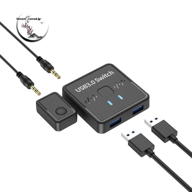 Novo Interruptor Compartilhador De Impressora USB 3.0 2 Em 1 Saída 2 Computadores Compartilhar 1 Mouse Teclado Disco Ríg