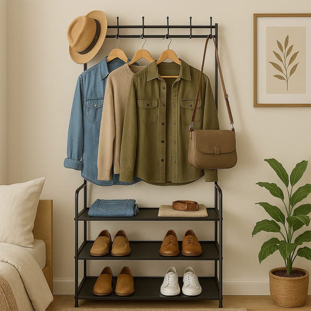 Arara Quarto Roupas Cabideiro Sapateira de Chão Resistente