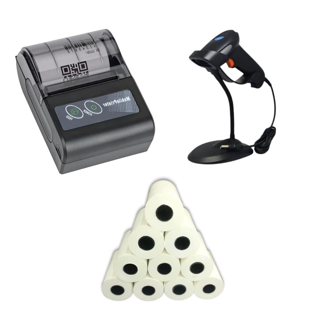 Impressora Térmica 58mm Cupom Não Fiscal + Leitor de Código de Barras + 10 Bobinas