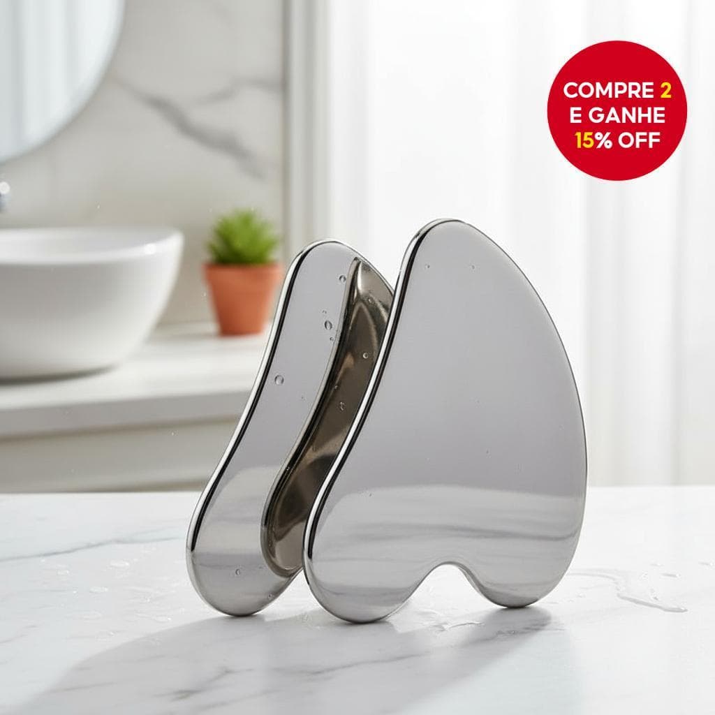  Placa de Aço Inoxidável Gua Sha para Levantamento Facial, Beleza, Dobras Nasolabiais, Massagem Ocular