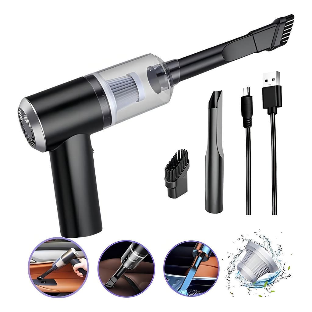 Mini Aspirador de Pó Portátil Automotivo Casa Sem Fio 3 em 1 Recarregável  Potente 6000Pa