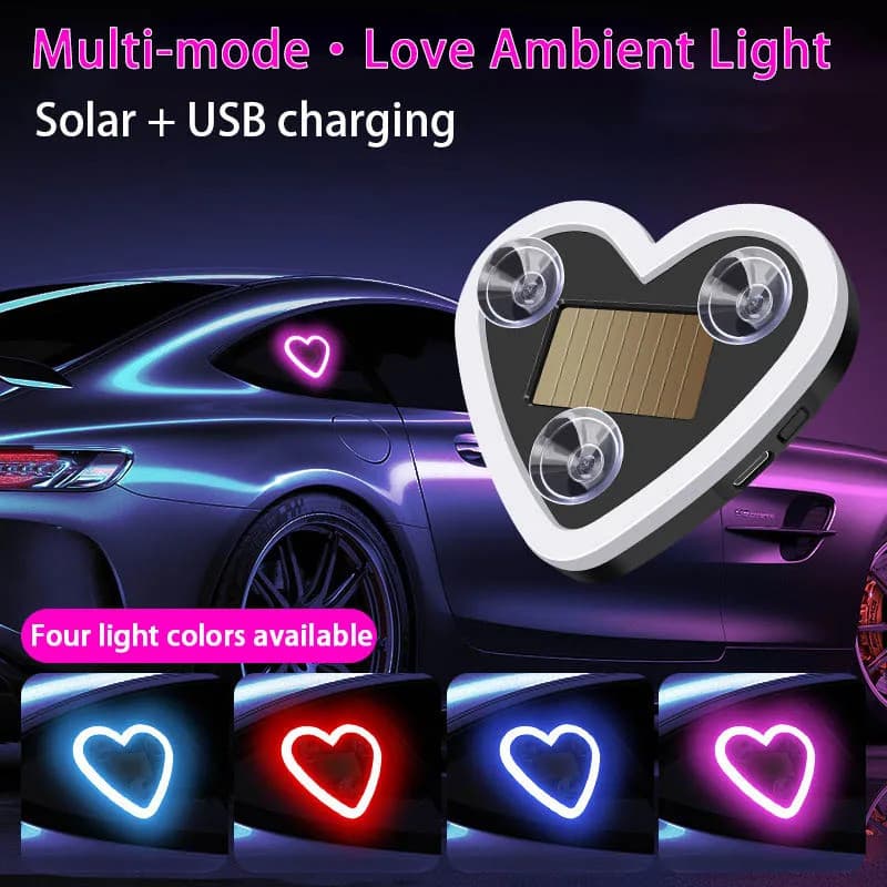 Carro Universal LED Amor Atmosfera Janela Em Forma De Coração Luz Decoração Luzes Brilhantes Solares Fiação USB Modifica