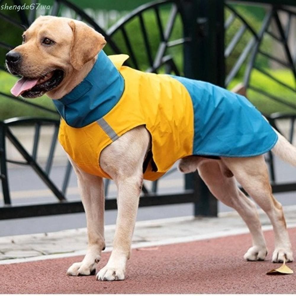 Jaqueta De Chuva Para Cachorro SHENGDA , Capa Impermeável Ajustável À Prova De Vento Com Gola Alta E Listra Reflexiva