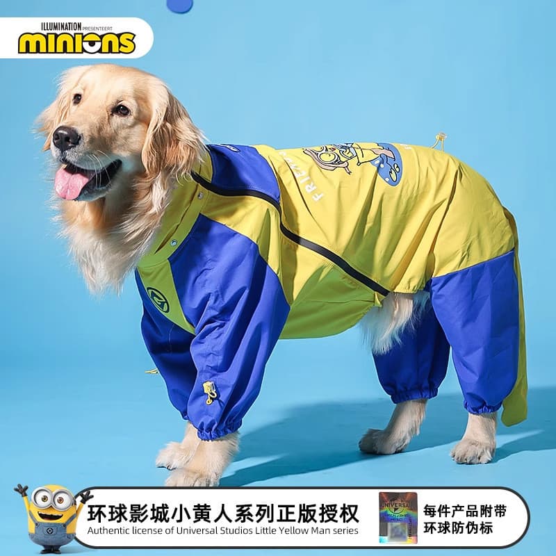 Mini minions minions|Capa de chuva estampada para cachorro grande, à prova d'água, roupas de pastor lateral, Golden Retr
