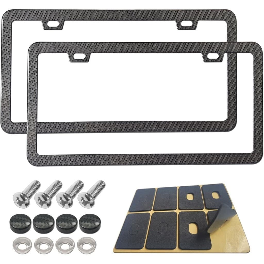 Estrutura De Placa De Licença De Fibra De Carbono Preta BGMVFK-Suporte De Etiqueta De Carro Fino De Alumínio À Prova De 