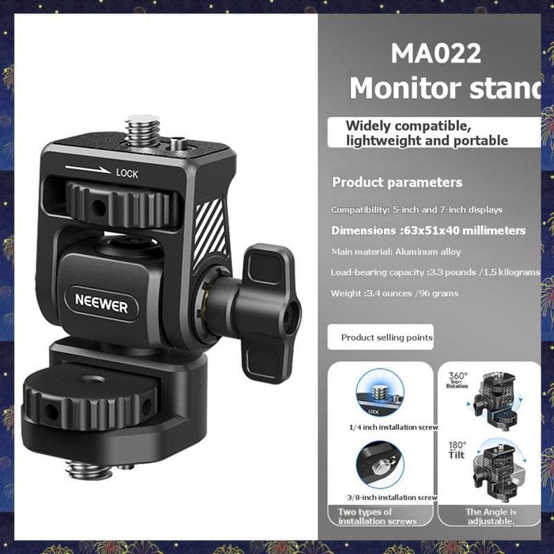 Suporte De Montagem Para Monitor De Campo Com Parafuso De 1/4 De Polegada Giratório De 360 Graus Anti-Torção Câmera De M