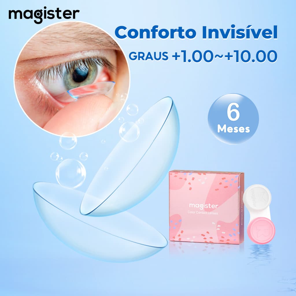 [+1.00~+10.00] Magister Hyperopia Lentes De Contato Com Grau De Prescrição Transparentes 14mm 2 Unidades/Par