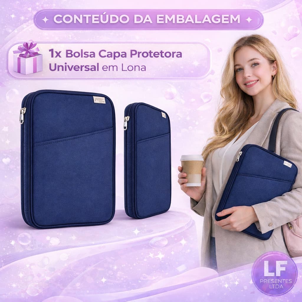 Pasta para documentos Capa Protetora Universal para Tablet 11 a 14 Polegadas em Lona Impermeável