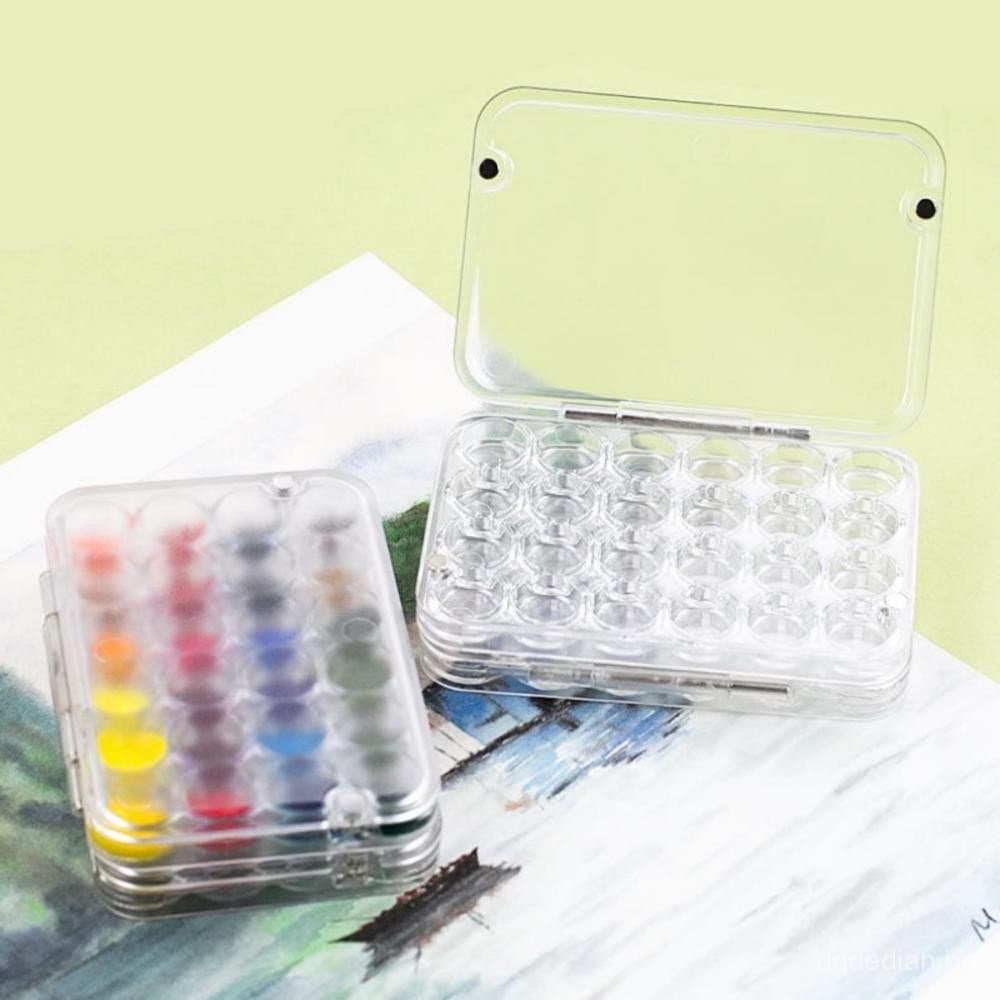 Paleta De Aquarela Vazia Pequena De 24 Grades Caixa De Pintura Hidratante Mini Arte Portátil Para Esboçar Estudante Em M
