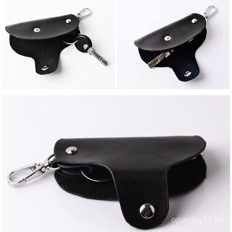 Novo estojo para chave com controle remoto para homens e mulheres, chaveiro de carro em couro genuíno, estojo para chave