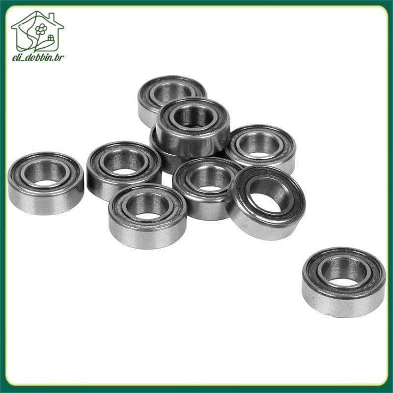 [eli_dobbin.br] 10 Peças De Rolamento De Esferas Radial Métrico Blindado De Metal Selado De Borracha Em Miniatura , MR12
