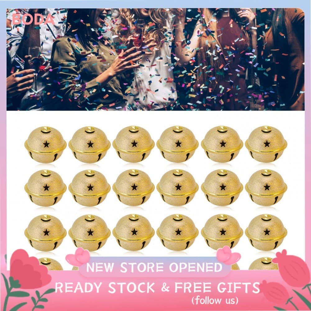 Bodas 24 peças 40mm sinos de natal-pintura de ferro oco pentagrama fosco decoração de sino e chaveiro acessórios para