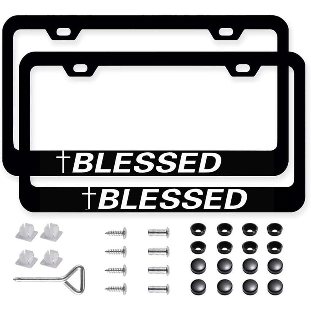 2 Pacotes De Moldura De Placa De Licença Com Textura De Fibra De Carbono Preta , Estrutura De Etiqueta De Carro De Liga 