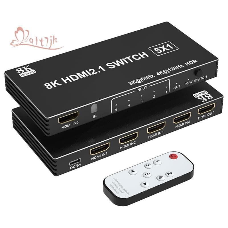 5 Em 1 Saída-Compatível 2.1 Switch Splitter Switcher 8K @ 60Hz 4K 120Hz Com Controle Remoto Para/4/3