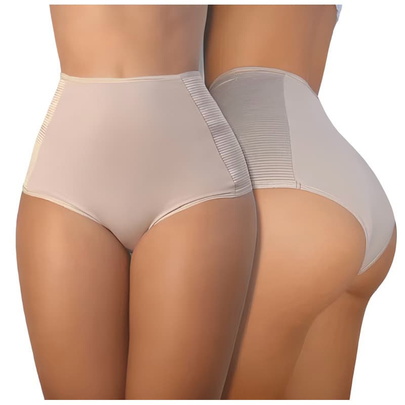 Kit 3 Calcinhas Cinta Modeladora Compressão Cós Alto Suplex Plus Size Excelente para Uso com Vestido