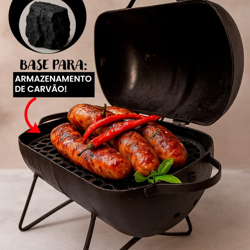 Churrasqueira Portátil Móvel Bafinho  Tambor Mini Preta Assados