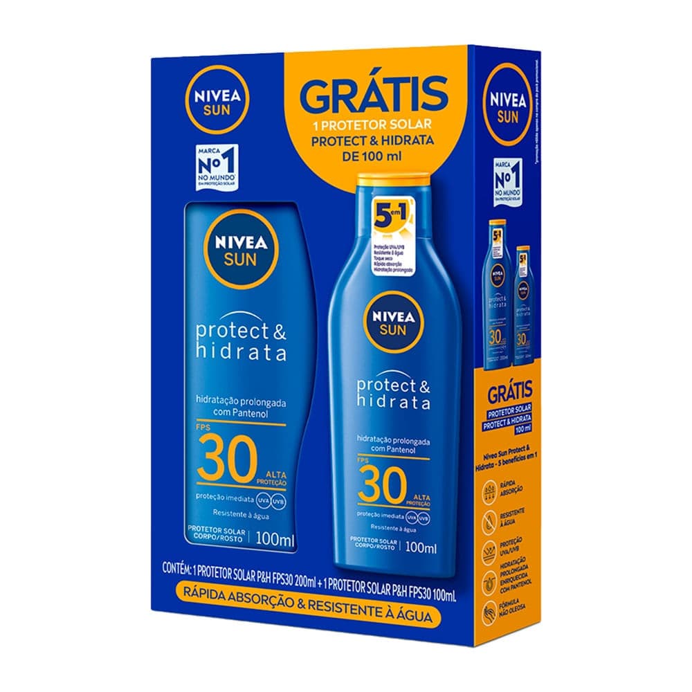 Kit Protetor Solar Nivea Sun Protect e Hidrata FPS 30 200ml + 100ml