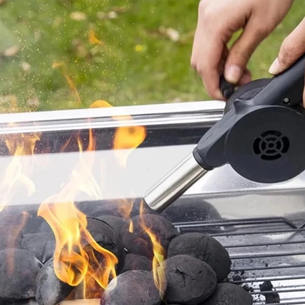 Acendedor Soprador de Churrasqueira Manual Portatil com Manivela | Ventilador Para Carvão e Lareira